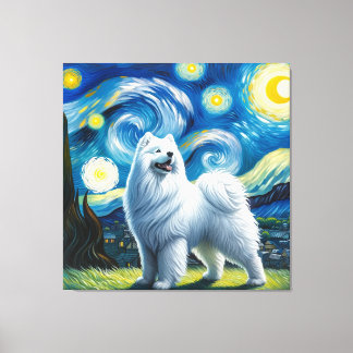 Sterren Samoyed Hond Portret - Pet Portrait Canvas Afdruk