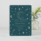 Sterren Schattige Moon Golden Galaxy Baby shower Kaart (Staand voorkant)