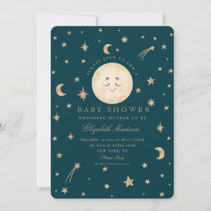 Sterren Schattige Moon Golden Galaxy Baby shower Kaart