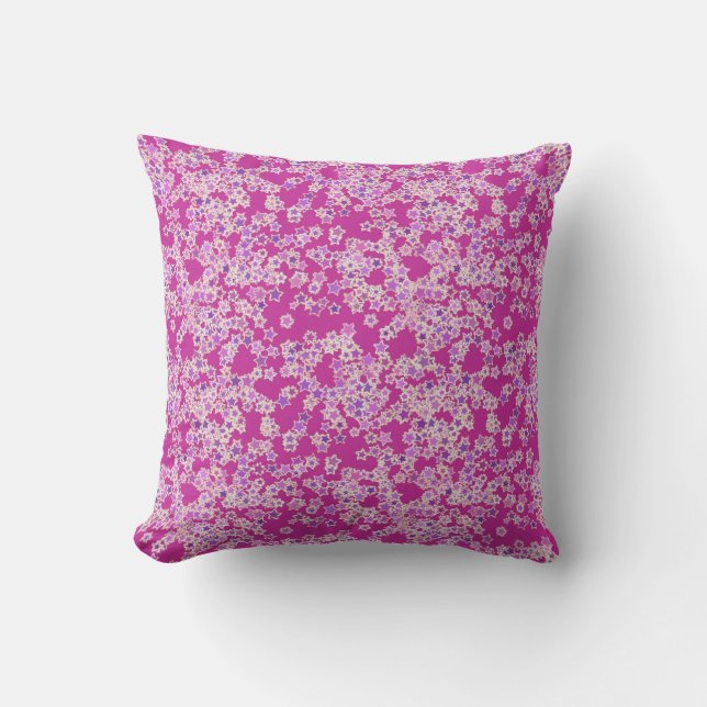 Sterren, schoppen van lila tegen magenta kussen (Voorkant)