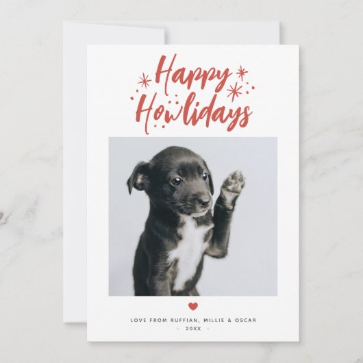 Sterren & Script Happy Howlidays Pet Foto Kerstmis Feestdagenkaart (Voorkant)