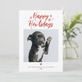 Sterren & Script Happy Howlidays Pet Foto Kerstmis Feestdagenkaart (Staand voorkant)