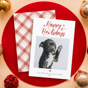 Sterren & Script Happy Howlidays Pet Foto Kerstmis Feestdagenkaart