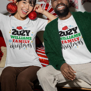 Sterren Sneeuwvlokken Santa Hat Jaar Familie Kerst T-shirt