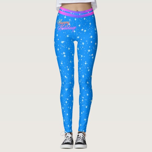 Sterren / Snowflake / Kerstmis - (bewerkbaar) Leggings (Voorkant)