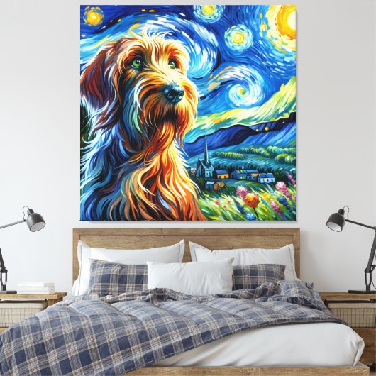 Sterren Spinone Hond Portret - Huisdier Portret Canvas Afdruk (Insitu (Slaapkamer))