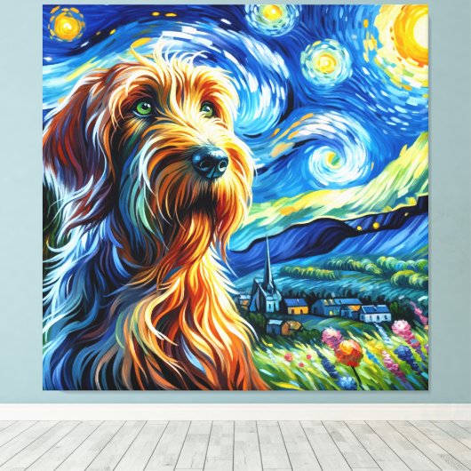 Sterren Spinone Hond Portret - Huisdier Portret Canvas Afdruk (Insitu (Houten vloer))
