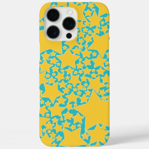 Sterren, sterren, sterren in het geel en turquoise iPhone 16 pro max hoesje