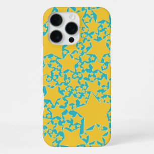 Sterren, sterren, sterren in het geel en turquoise iPhone 16 pro max hoesje