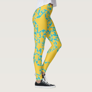Sterren, sterren, sterren in het geel en turquoise leggings