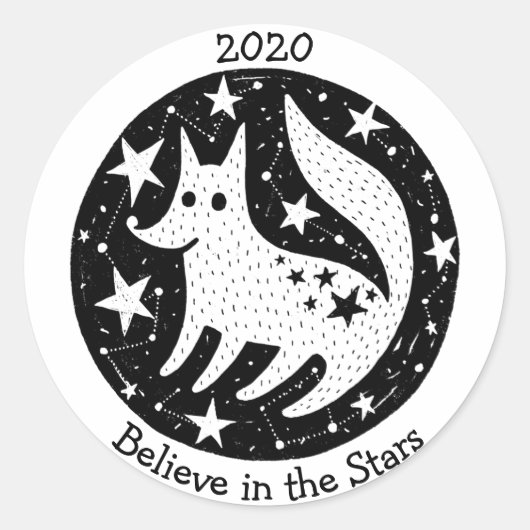 Sterren & Sterrenbeelden Vriendelijke Witte Hond W Ronde Sticker (Voorkant)