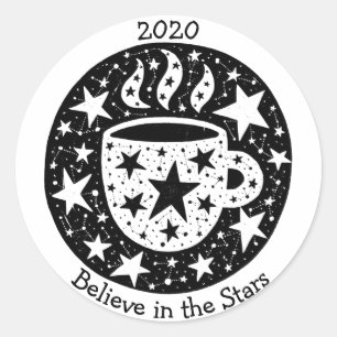 sterren & sterrenkoffie ronde sticker