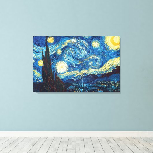 Sterren Sterrennacht van Vincent Van Gogh Canvas A (Insitu (Houten vloer))