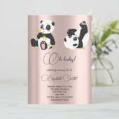 Sterren, stippen, schattige panda's, baby shower kaart (Staand voorkant)