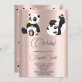 Sterren, stippen, schattige panda's, baby shower kaart (Voorkant / Achterkant)