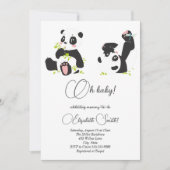 Sterren, stippen, schattige panda's, baby shower kaart (Voorkant)