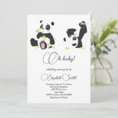 Sterren, stippen, schattige panda's, baby shower kaart (Staand voorkant)