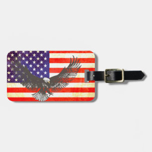 Sterren & strepen America flag & eagle bagagelabel