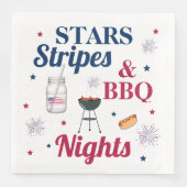 Sterren, strepen & BBQ-nachten - Patriottisch fees Servet (Voorkant)