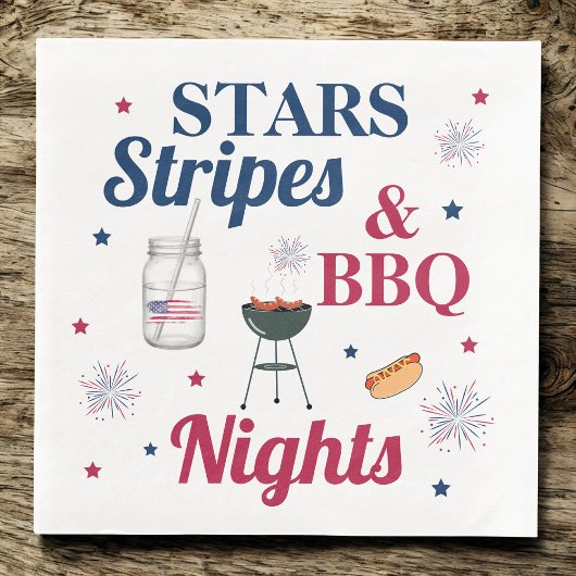 Sterren, strepen & BBQ-nachten - Patriottisch fees Servet