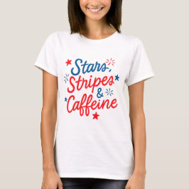 Sterren, strepen & cafeïne t-shirt