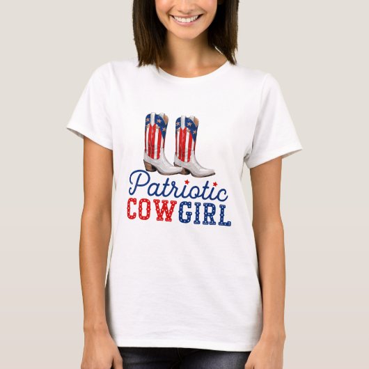 Sterren Strepen Cowgirl Laarzen Pride T-shirt (Voorkant)