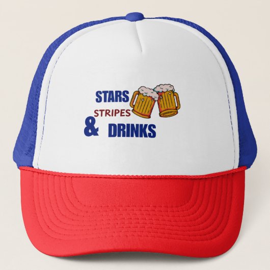 Sterren Strepen & Drankjes Grappig Patriottisch 4 Trucker Pet (Voorkant)