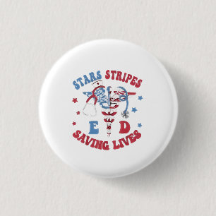 Sterren Strepen E D Levens Redden Ronde Button 3,2 Cm