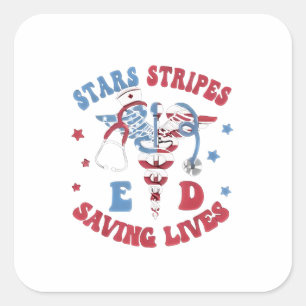Sterren Strepen E D Redden Levens Vierkante Sticker