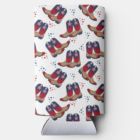 Sterren, strepen en cowboylaarzen seltzer blikjeskoeler (Achterkant)