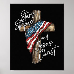 Sterren Strepen en Jezus Christus Geloof Patriot Poster
