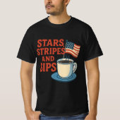 Sterren, strepen en sips | Retro Americana Coffee T-shirt (Voorkant)