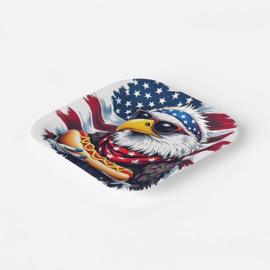 Sterren, strepen en sissende beten papieren bordje (Gebogen)