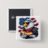 Sterren, strepen en sissende beten vierkante button 5,1 cm (Voorkant /achterkant)