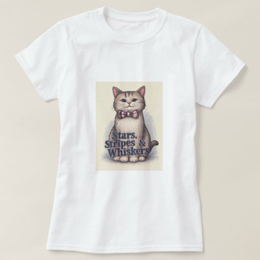 Sterren, strepen en snorharen – Patriotic Cat T-sh T-shirt (Design voorkant)