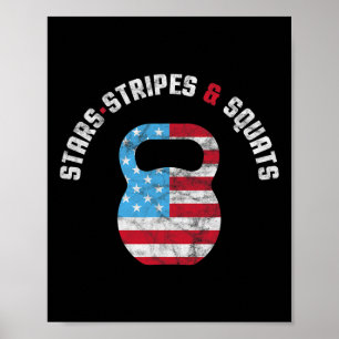 Sterren Strepen en Squad Workout Gym USA Vlag 4e J Poster