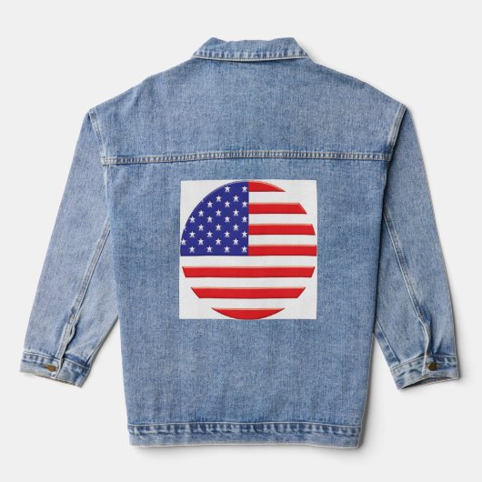"Sterren, strepen en stijl: Amerikaanse vlag afdru Denim Jacket (Achterkant)