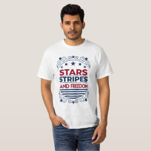Sterren, strepen en vrijheid 4 juli t-shirt
