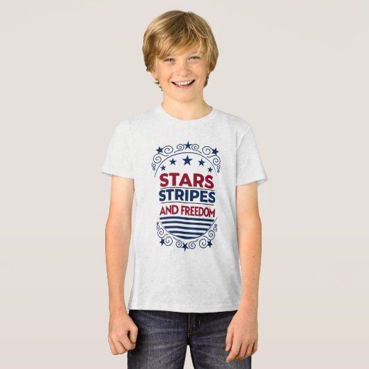 Sterren, strepen en vrijheid 4 juli Tri-Blend shirt (Voorkant volledig)