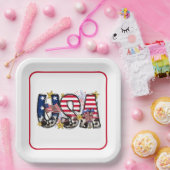 Sterren, strepen en vuurwerk: VS in volle glorie Papieren Bordje (Feest)