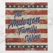 Sterren & Strepen familienaam Wijn Etiket (Enkel label)