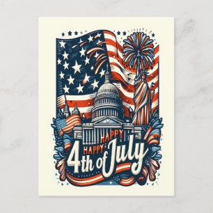 Sterren, Strepen, Liberty Happy 4th van juli Feestdagenkaart