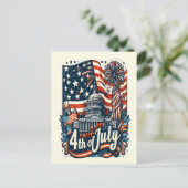 Sterren, Strepen, Liberty Happy 4th van juli Feestdagenkaart (Staand voorkant)