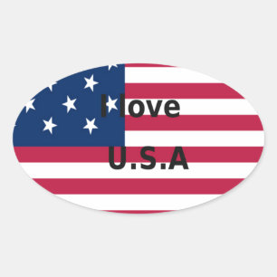 Sterren & Strepen & Liefde: een patriottisch Ameri Ovale Sticker