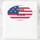 Sterren & Strepen & Liefde: een patriottisch Ameri Ovale Sticker (Tas)