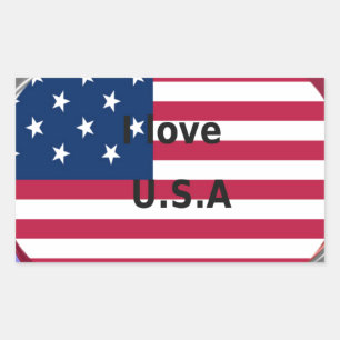 Sterren & Strepen & Liefde: een patriottisch Ameri Rechthoekige Sticker