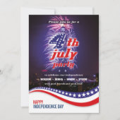 Sterren & Strepen met Vuurwerk 4 van Juli Feest Kaart (Voorkant)