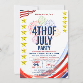 Sterren & Strepen met Vuurwerk 4 van Juli Feest Kaart