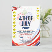 Sterren & Strepen met Vuurwerk 4 van Juli Feest Kaart (Staand voorkant)