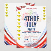 Sterren & Strepen met Vuurwerk 4 van Juli Feest Kaart (Voorkant / Achterkant)